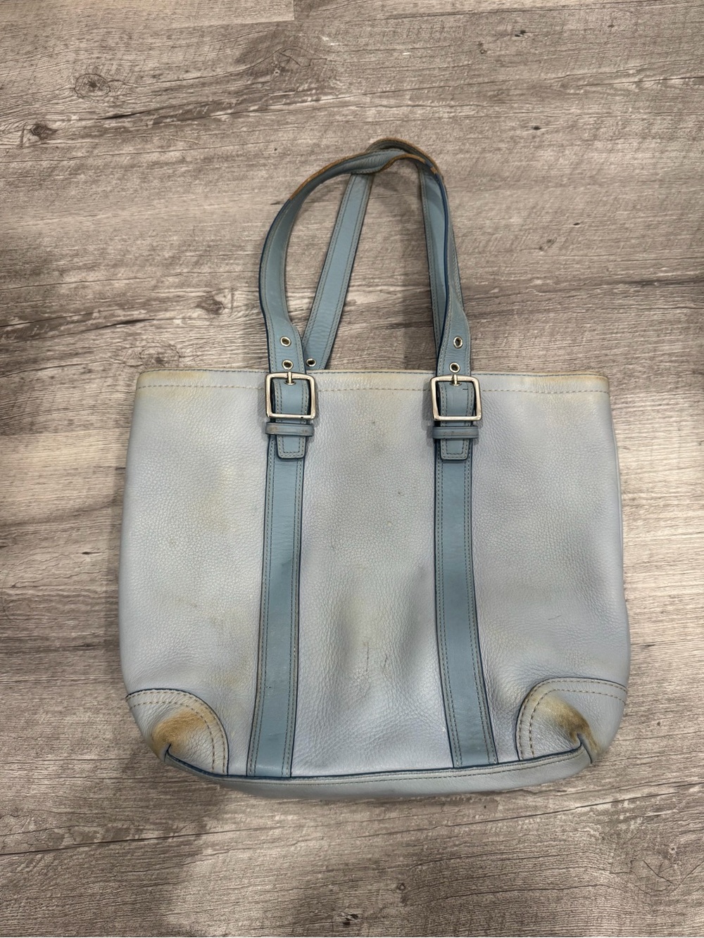 Coach blue shoulder tote bag *heavily flawed